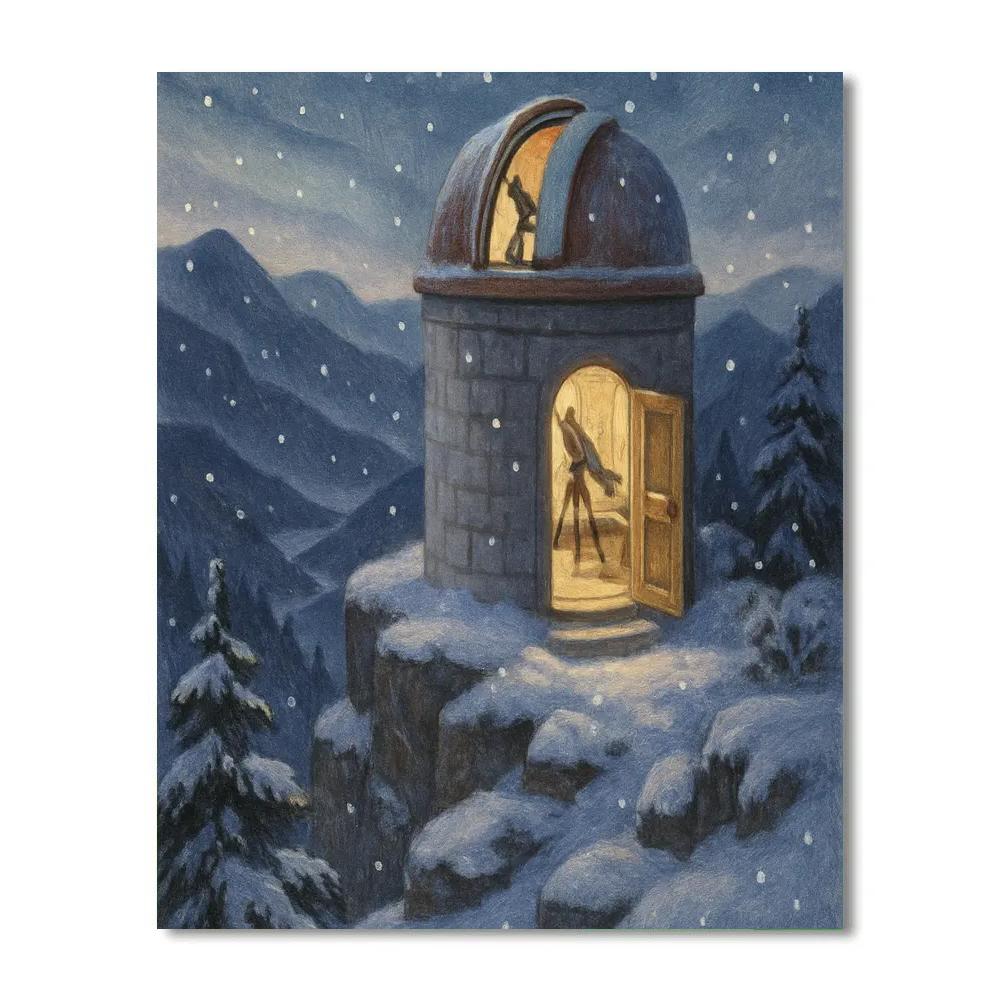First Snowfall At The Mountain Observatory paint by number