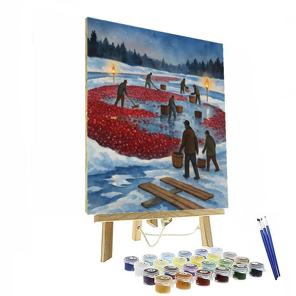 Cranberry Bog Under Winter Stars paint by numbers