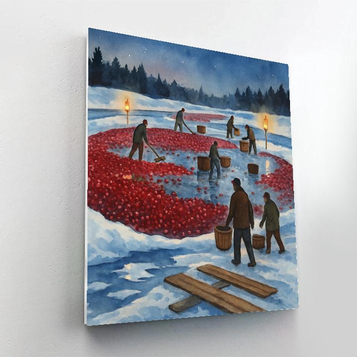 Cranberry Bog Under Winter Stars paint by numbers
