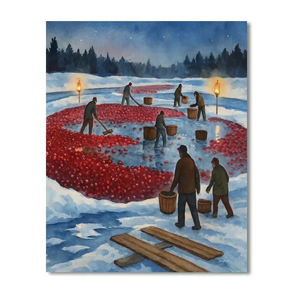 Cranberry Bog Under Winter Stars paint by numbers