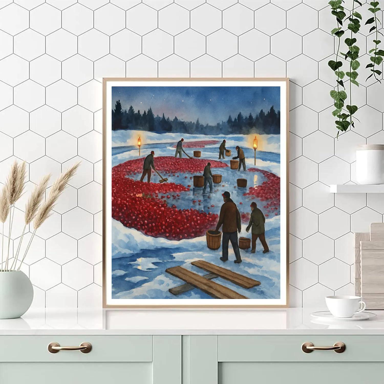 Cranberry Bog Under Winter Stars paint by numbers
