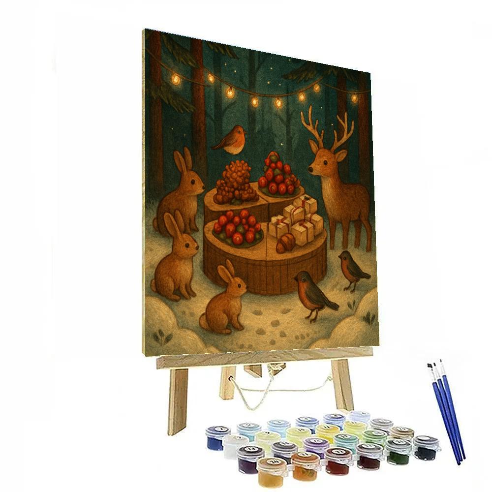 Snowy Carousel Of Woodland Gifts painting number kit