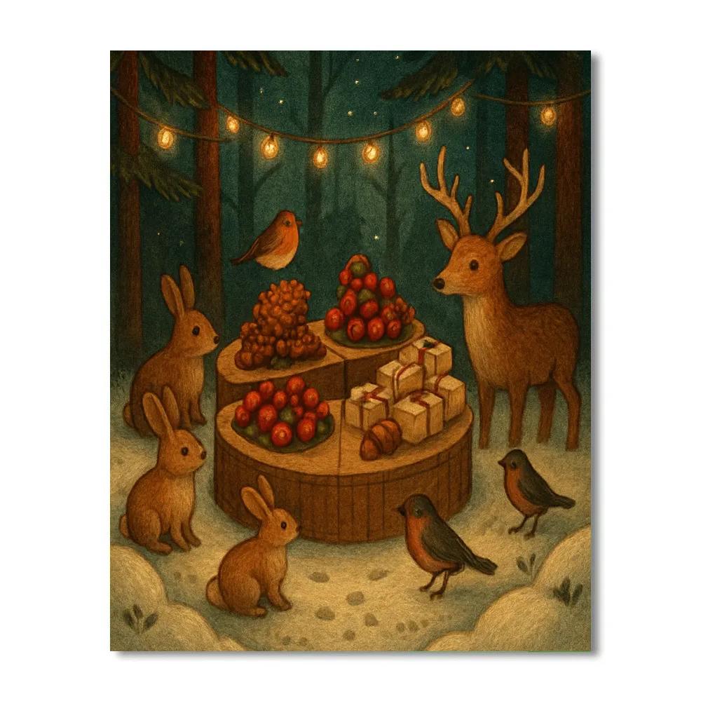 Snowy Carousel Of Woodland Gifts painting number kit
