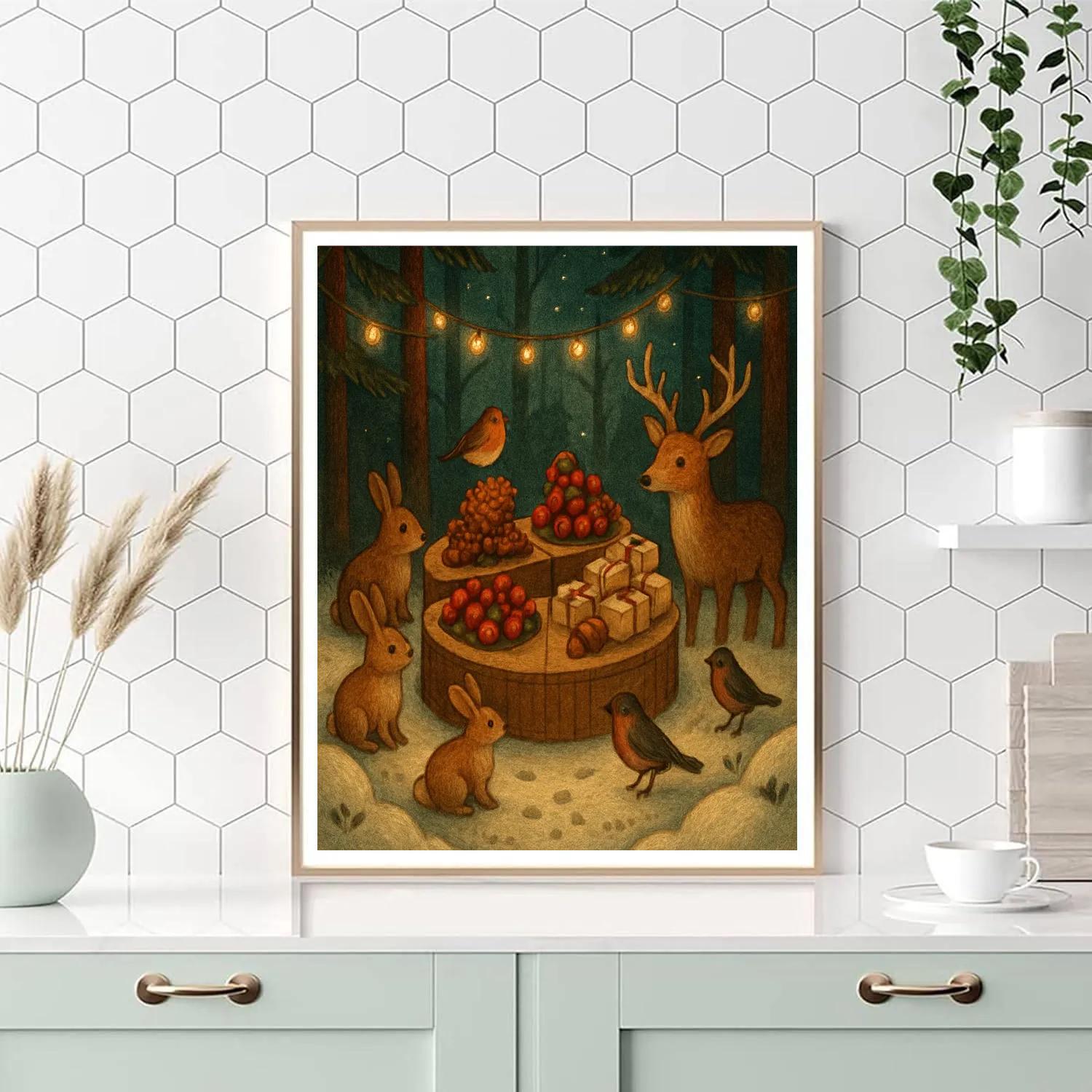 Snowy Carousel Of Woodland Gifts painting number kit