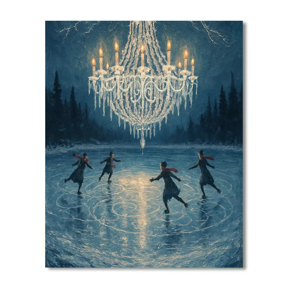 Icicle Chandelier Over The Frozen Lake DIY paint by numbers