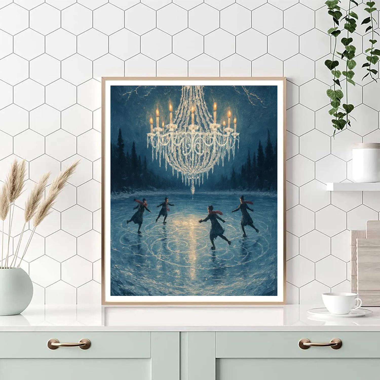 Icicle Chandelier Over The Frozen Lake DIY paint by numbers