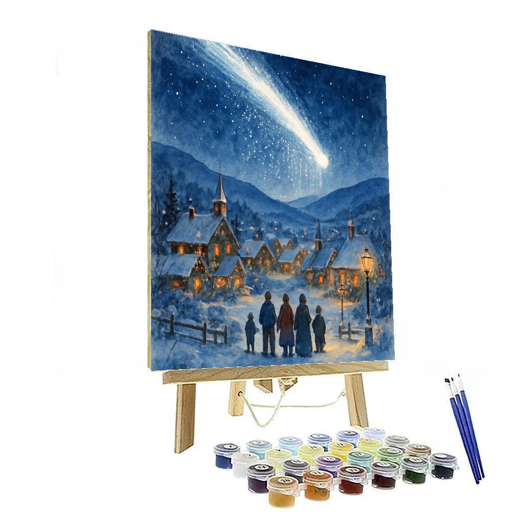 Snow Comet Over The Valley Village Paint by numbers kits