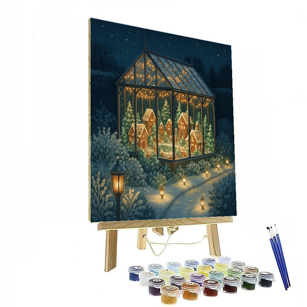 Frosted Greenhouse Gingerbread Village Paint by numbers kits