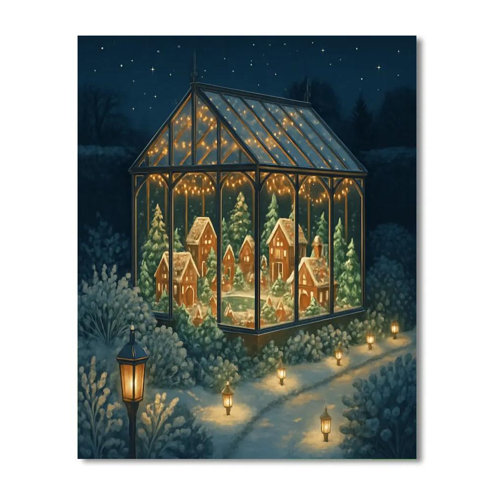 Frosted Greenhouse Gingerbread Village Paint by numbers kits
