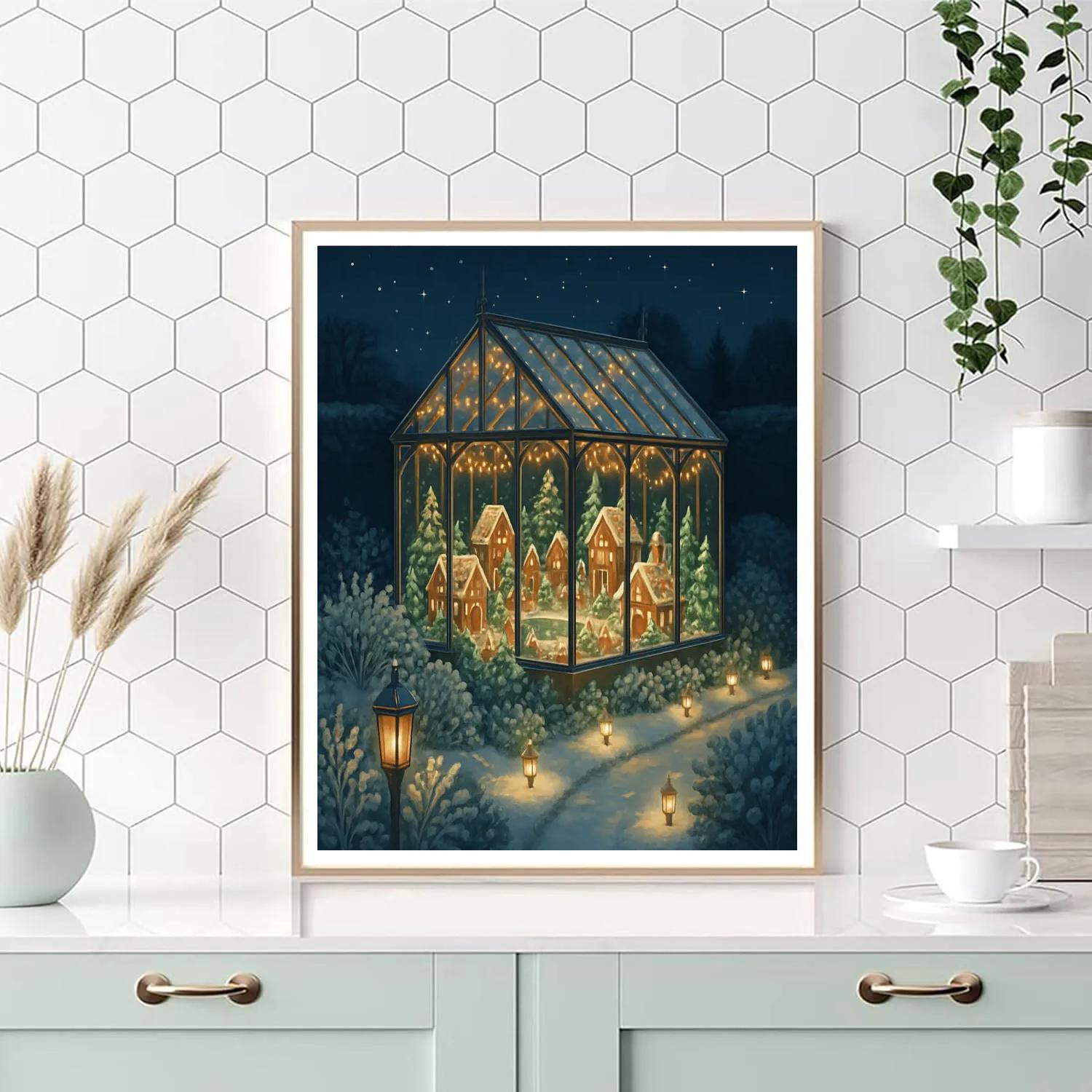 Frosted Greenhouse Gingerbread Village Paint by numbers kits