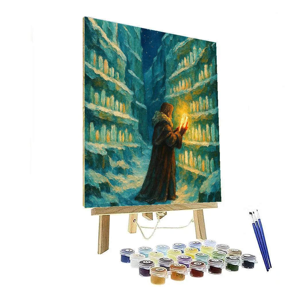 Icicle Library In The Frozen Canyon Painting by numbers kit