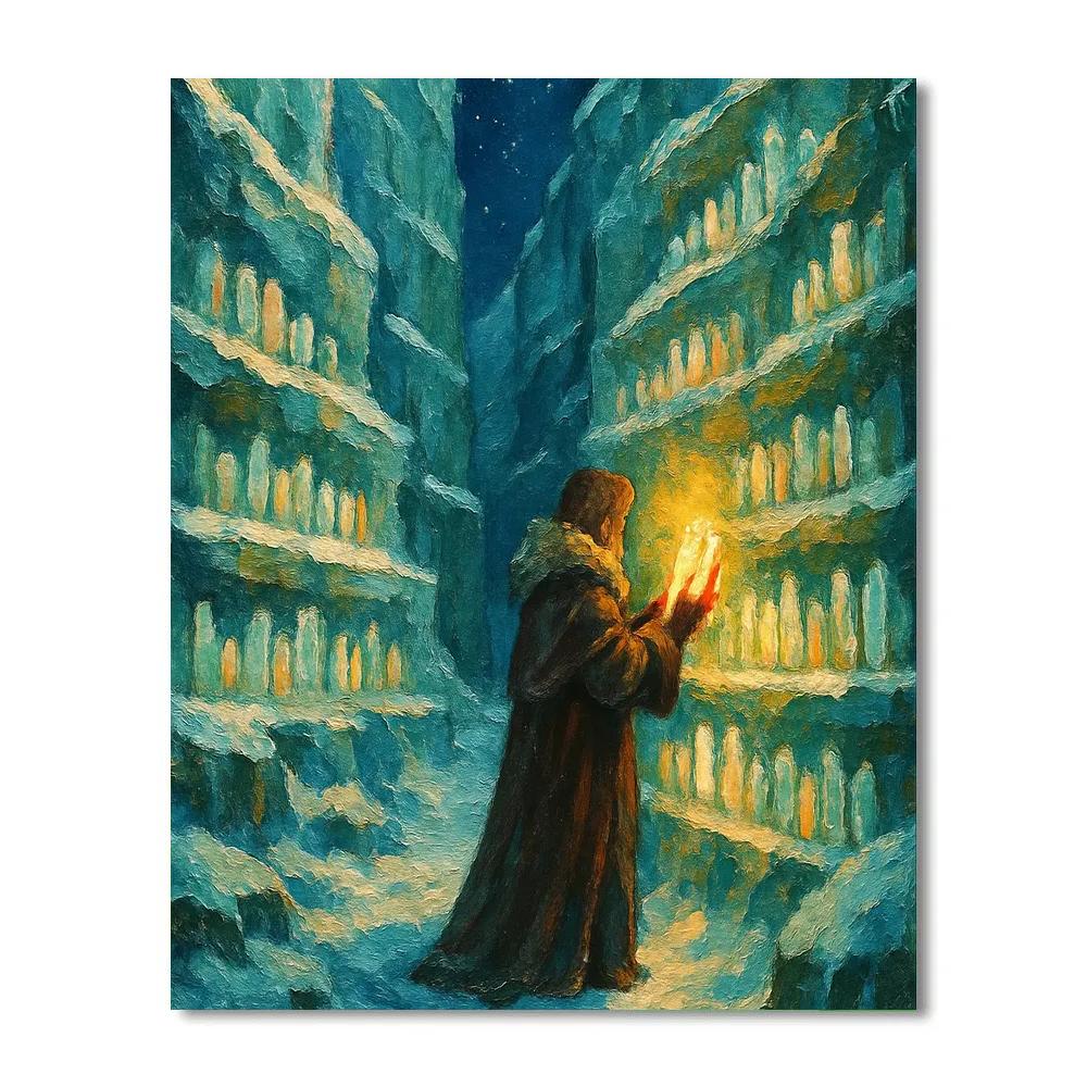 Icicle Library In The Frozen Canyon Painting by numbers kit