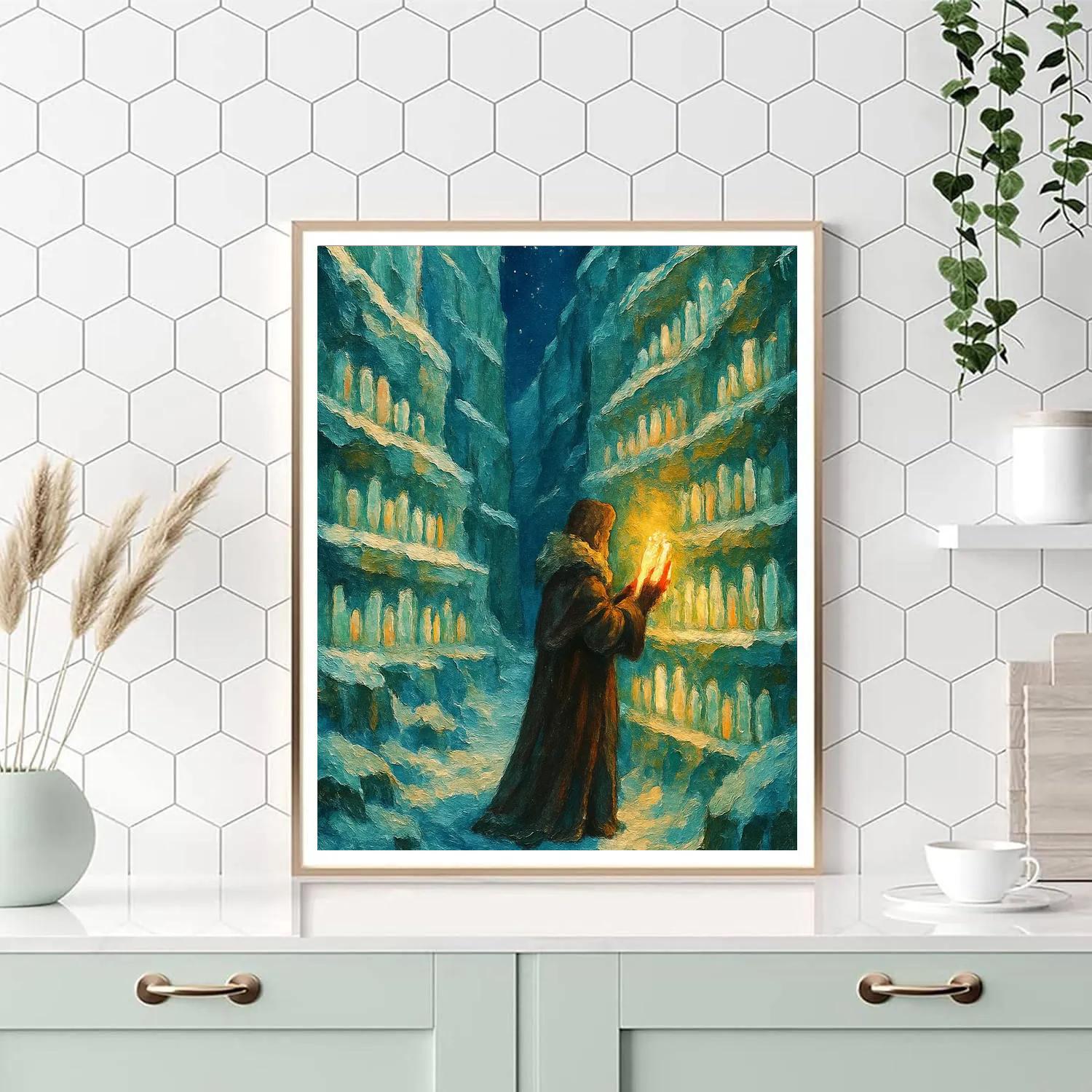 Icicle Library In The Frozen Canyon Painting by numbers kit