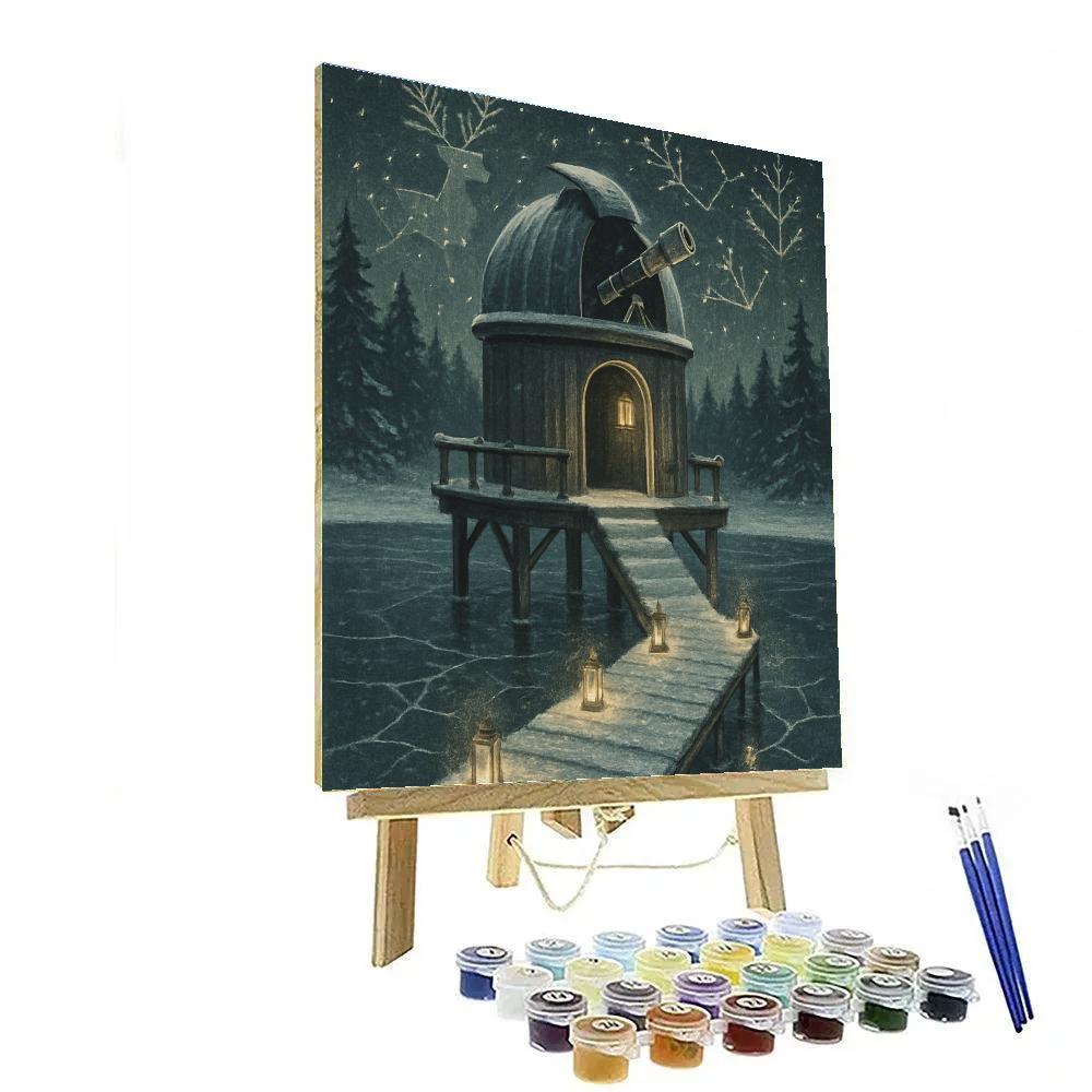 Evergreen Observatory On The Frozen Lake painting number kit