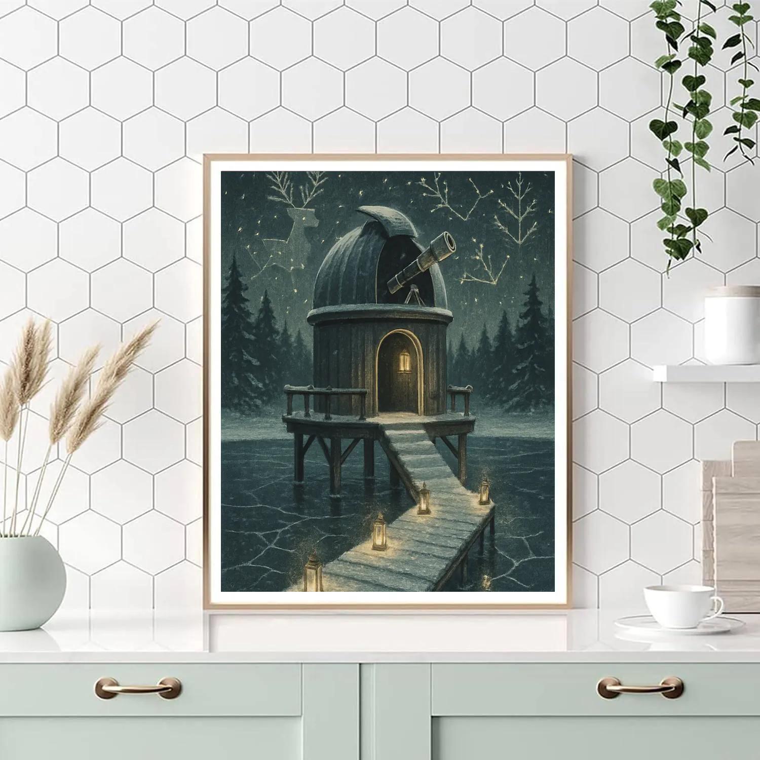 Evergreen Observatory On The Frozen Lake painting number kit