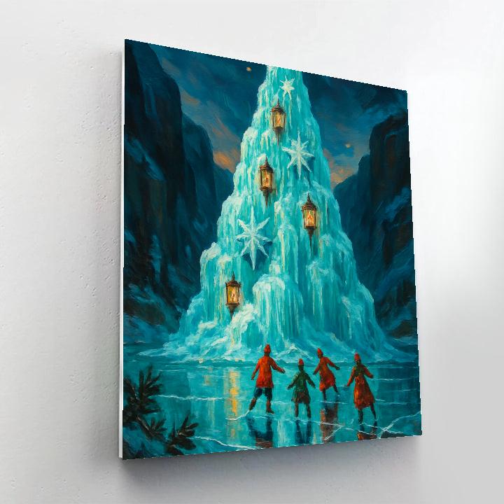 Christmas Tree Of The Frozen Waterfall painting number kit