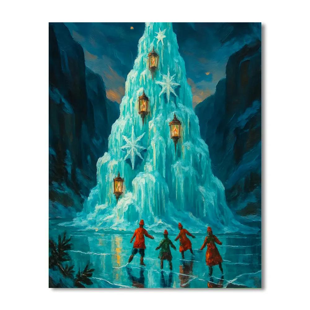 Christmas Tree Of The Frozen Waterfall painting number kit