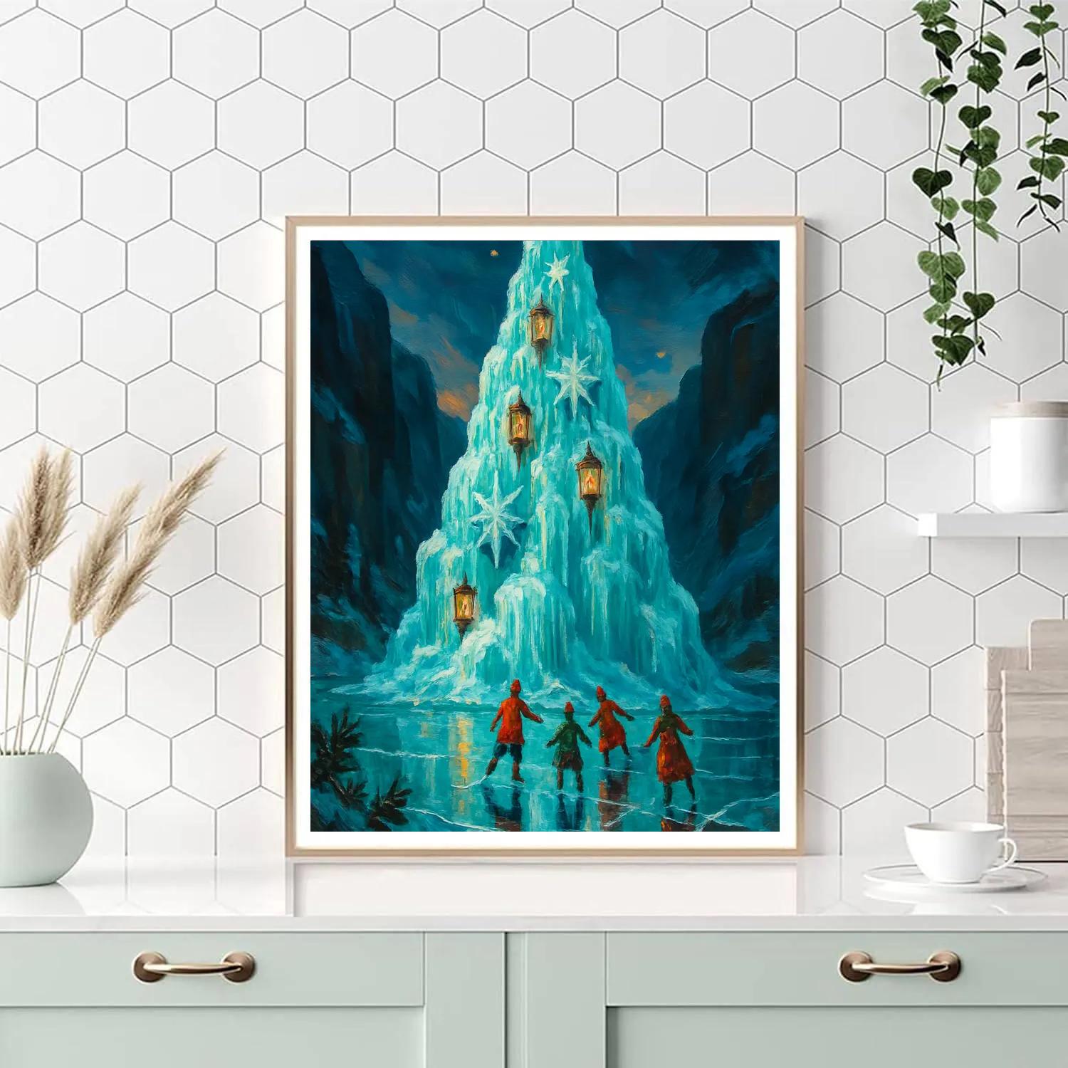 Christmas Tree Of The Frozen Waterfall painting number kit