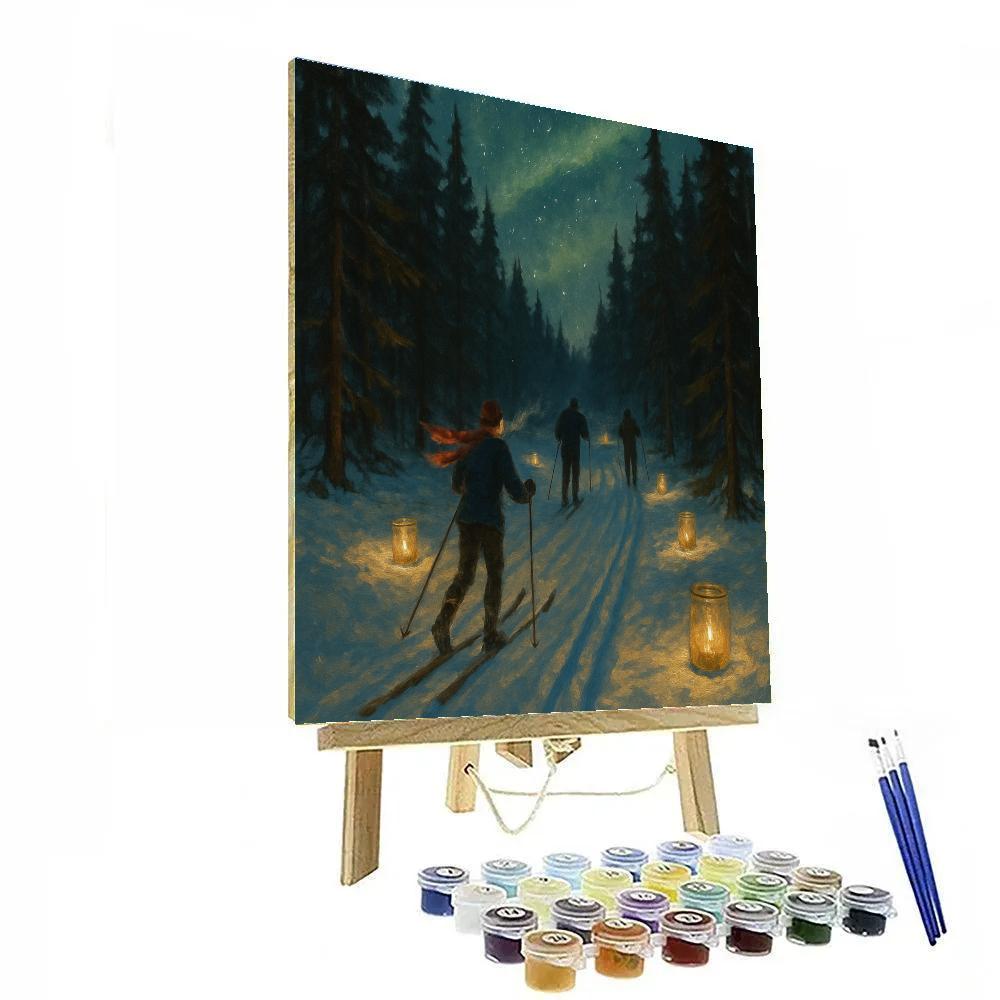 Northern Forest Candle Ski Trail paint by number