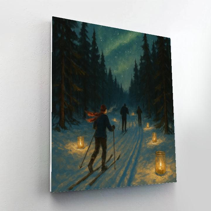 Northern Forest Candle Ski Trail paint by number