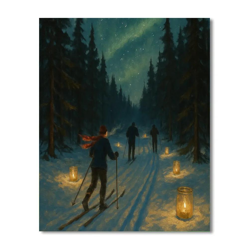 Northern Forest Candle Ski Trail paint by number