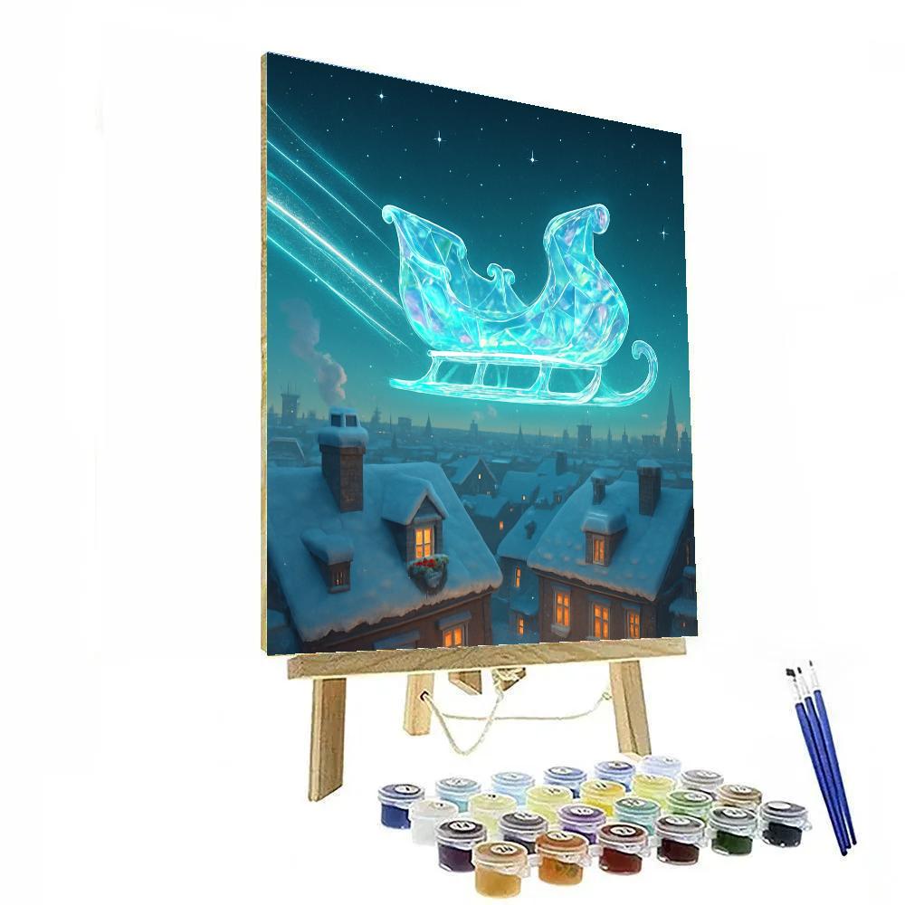 Crystal Sleigh Above The City Rooftops Numbered painting kits