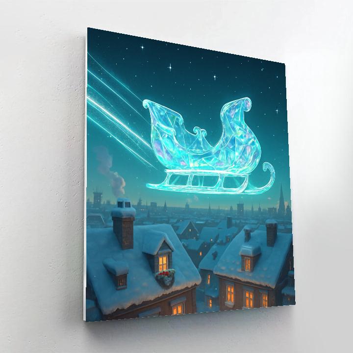 Crystal Sleigh Above The City Rooftops Numbered painting kits