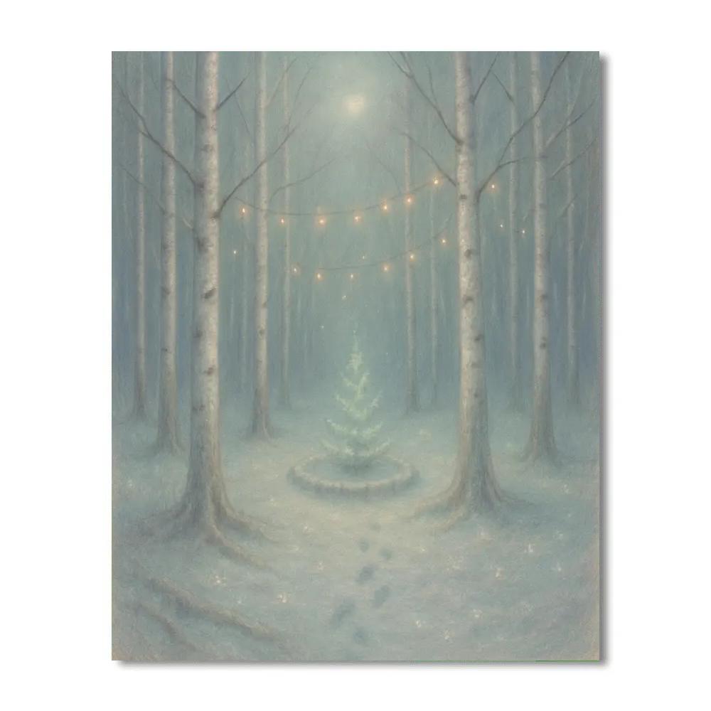 Midwinter Starglow In The Birch Grove DIY paint by numbers