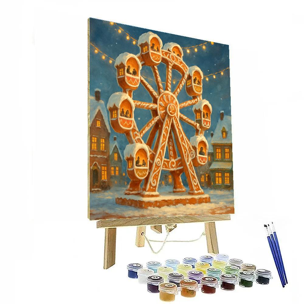 Gingerbread Ferris Wheel Over The Town Paint by numbers kits