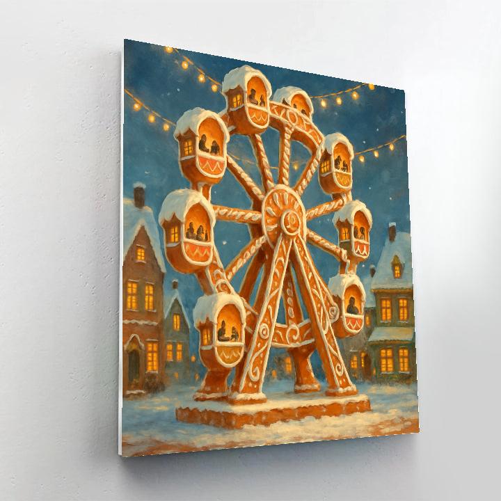 Gingerbread Ferris Wheel Over The Town Paint by numbers kits