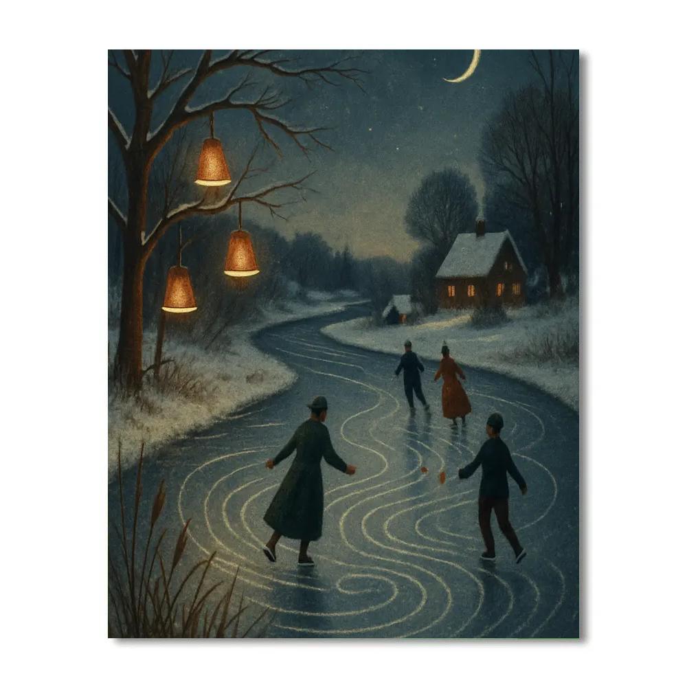 Silent Night On The Frozen Bell River DIY paint by numbers