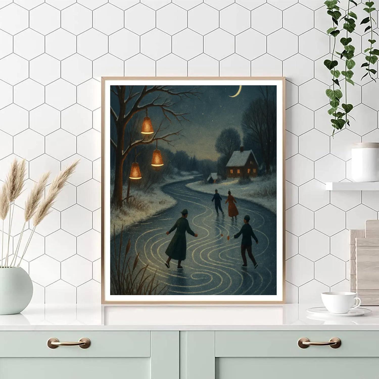 Silent Night On The Frozen Bell River DIY paint by numbers