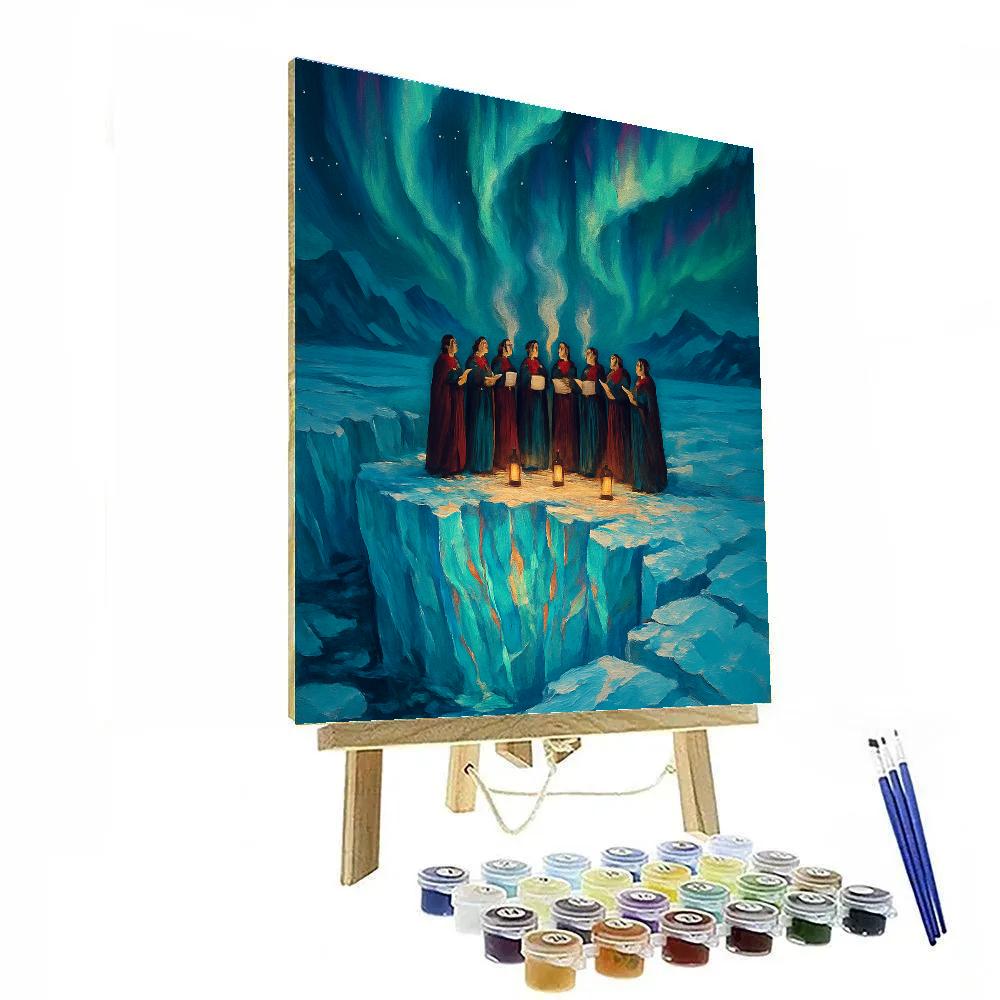 Aurora Choir On The Glacier Edge paint by color