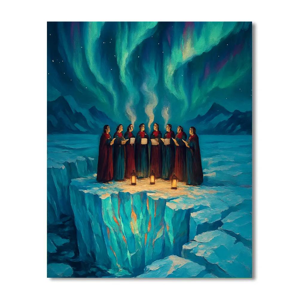 Aurora Choir On The Glacier Edge paint by color