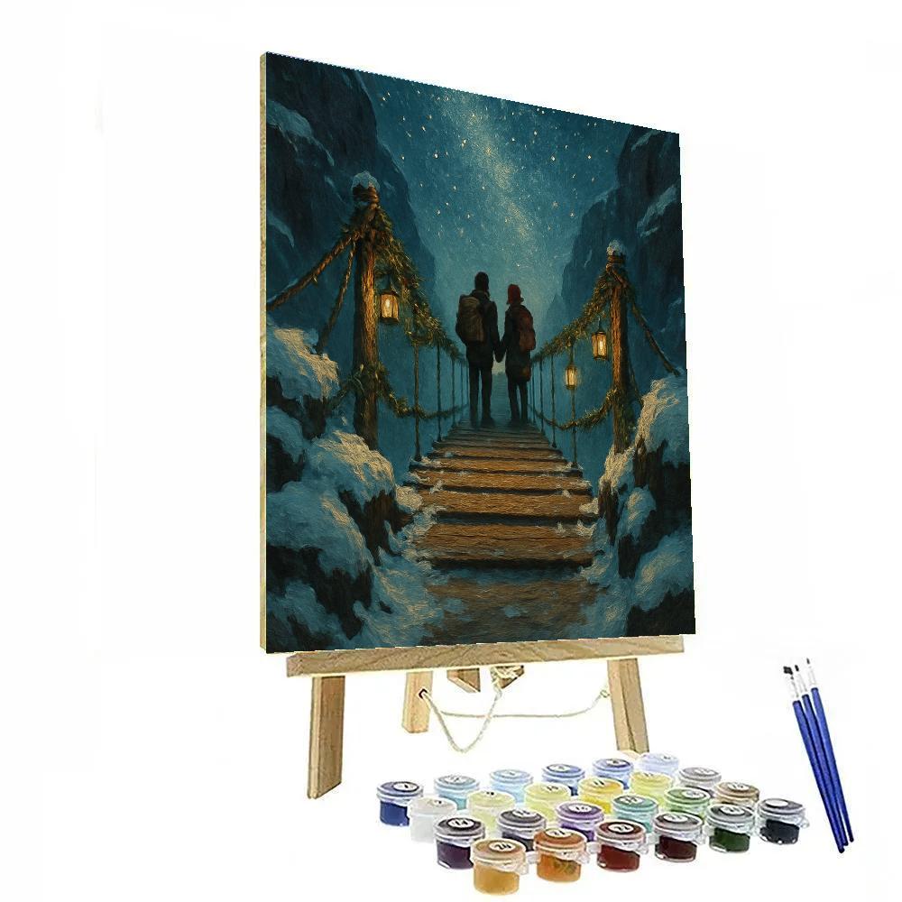 Lantern Bridge Over The Snowy Gorge paint by color