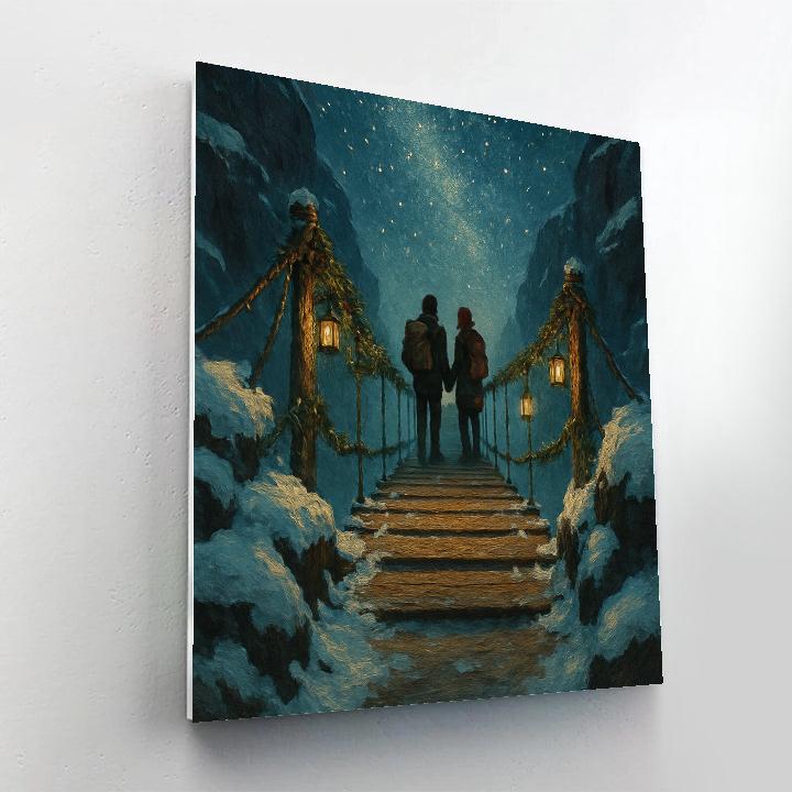 Lantern Bridge Over The Snowy Gorge paint by color