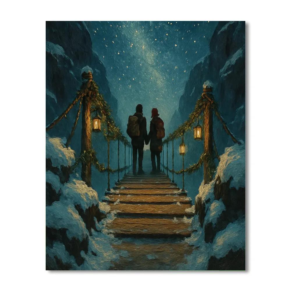 Lantern Bridge Over The Snowy Gorge paint by color