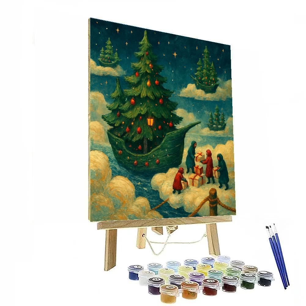 Evergreen Ship In The Sky Harbor paint by numbers