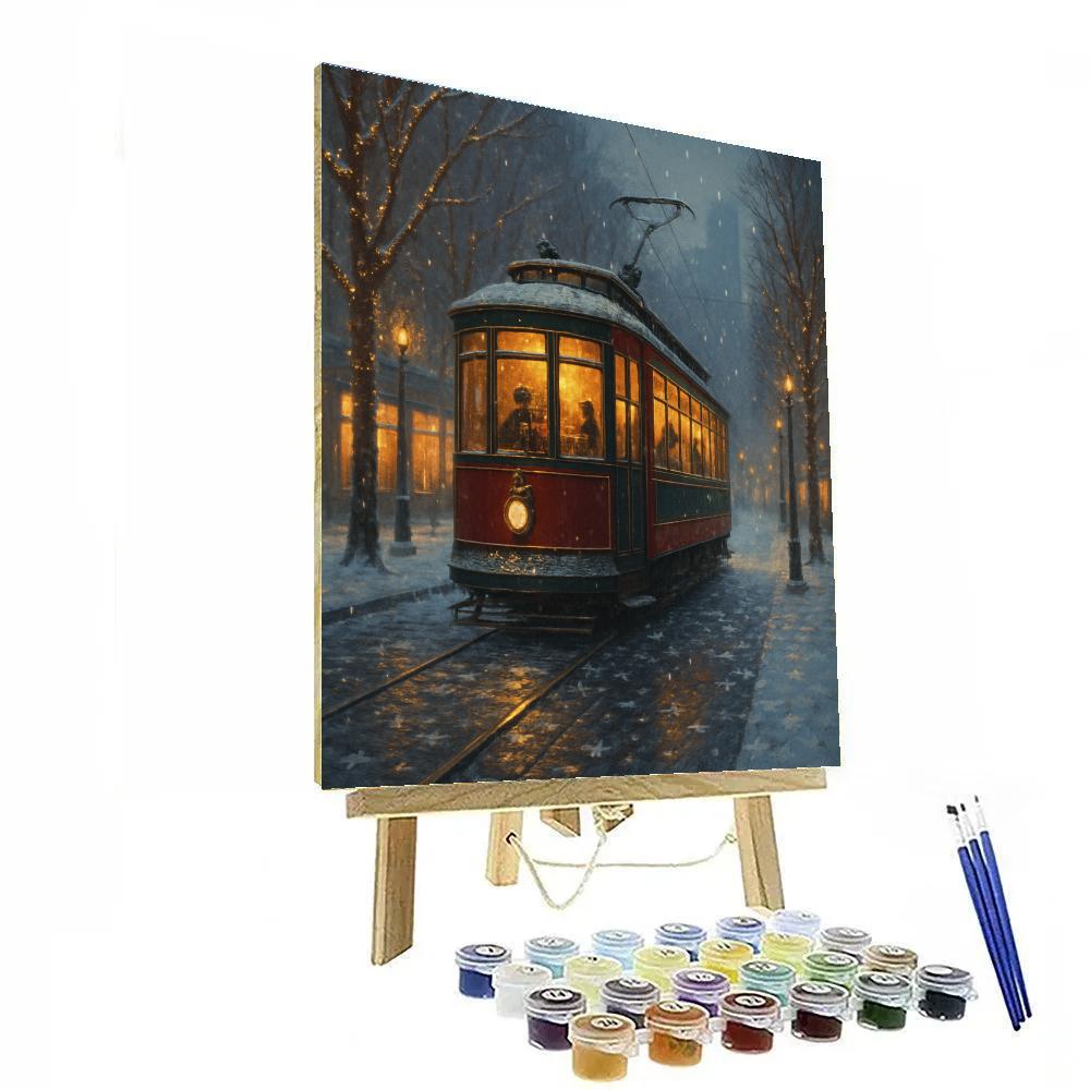 Holiday Tram Through The Frosted City DIY paint by numbers