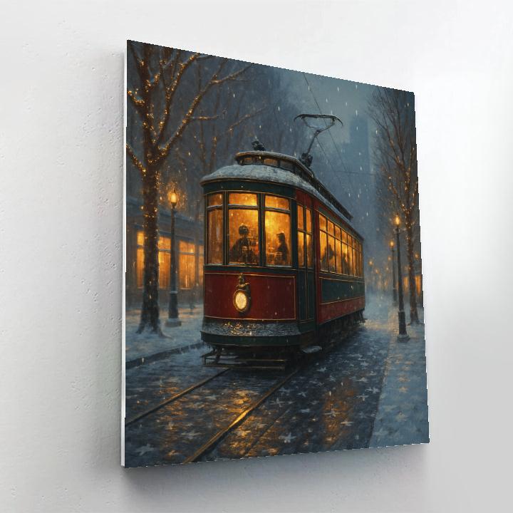 Holiday Tram Through The Frosted City DIY paint by numbers