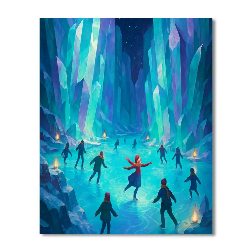 Ice Skaters In The Crystal Canyon DIY paint by numbers