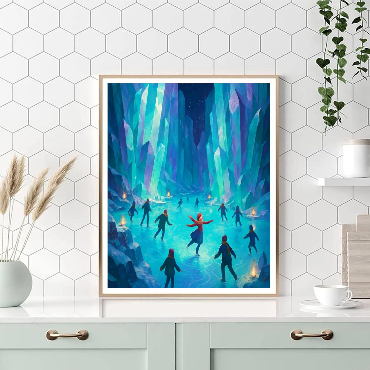 Ice Skaters In The Crystal Canyon DIY paint by numbers