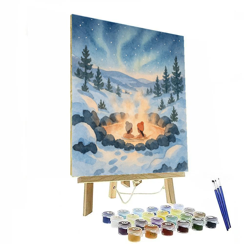 Snowbound Stargazer Hot Spring Paint by numbers art