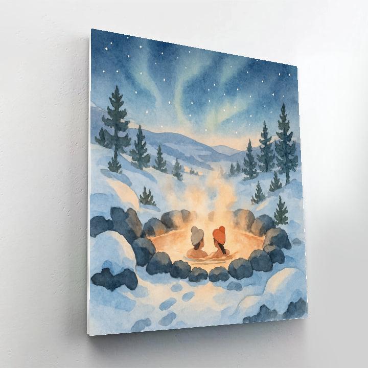 Snowbound Stargazer Hot Spring Paint by numbers art