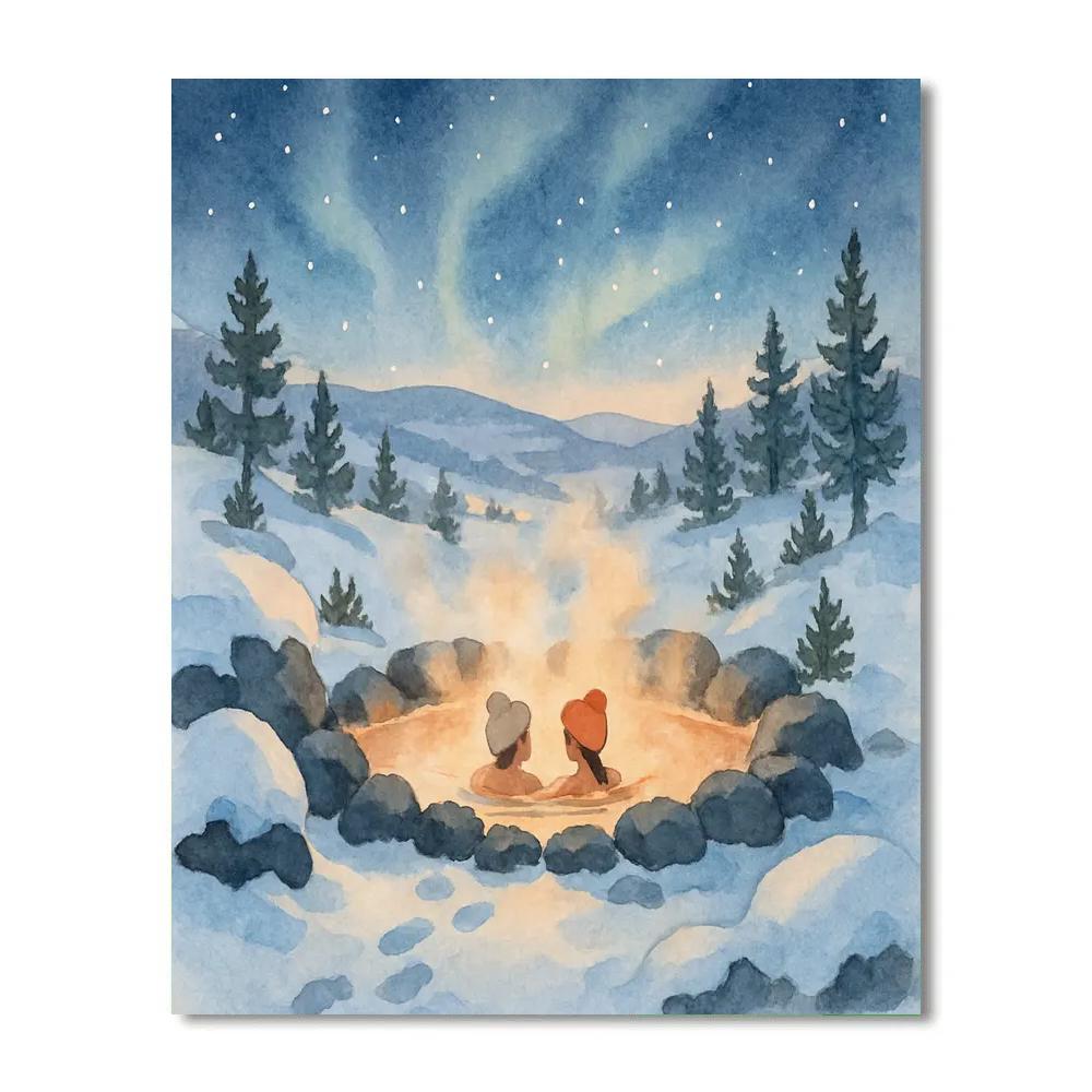 Snowbound Stargazer Hot Spring Paint by numbers art