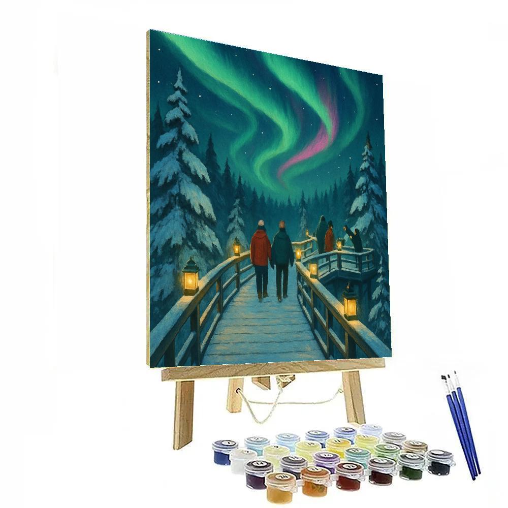 Aurora Trail Over The Frozen Forest DIY paint by numbers