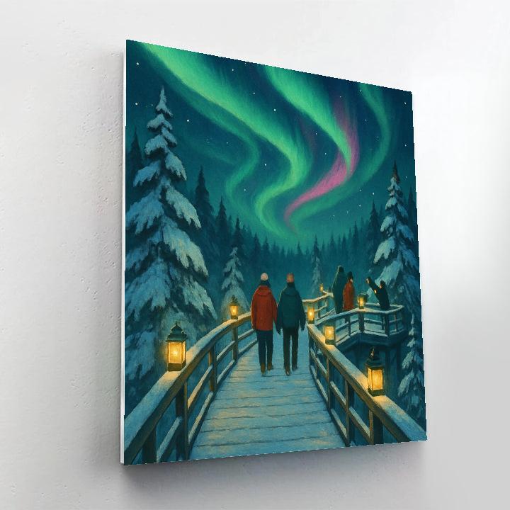 Aurora Trail Over The Frozen Forest DIY paint by numbers
