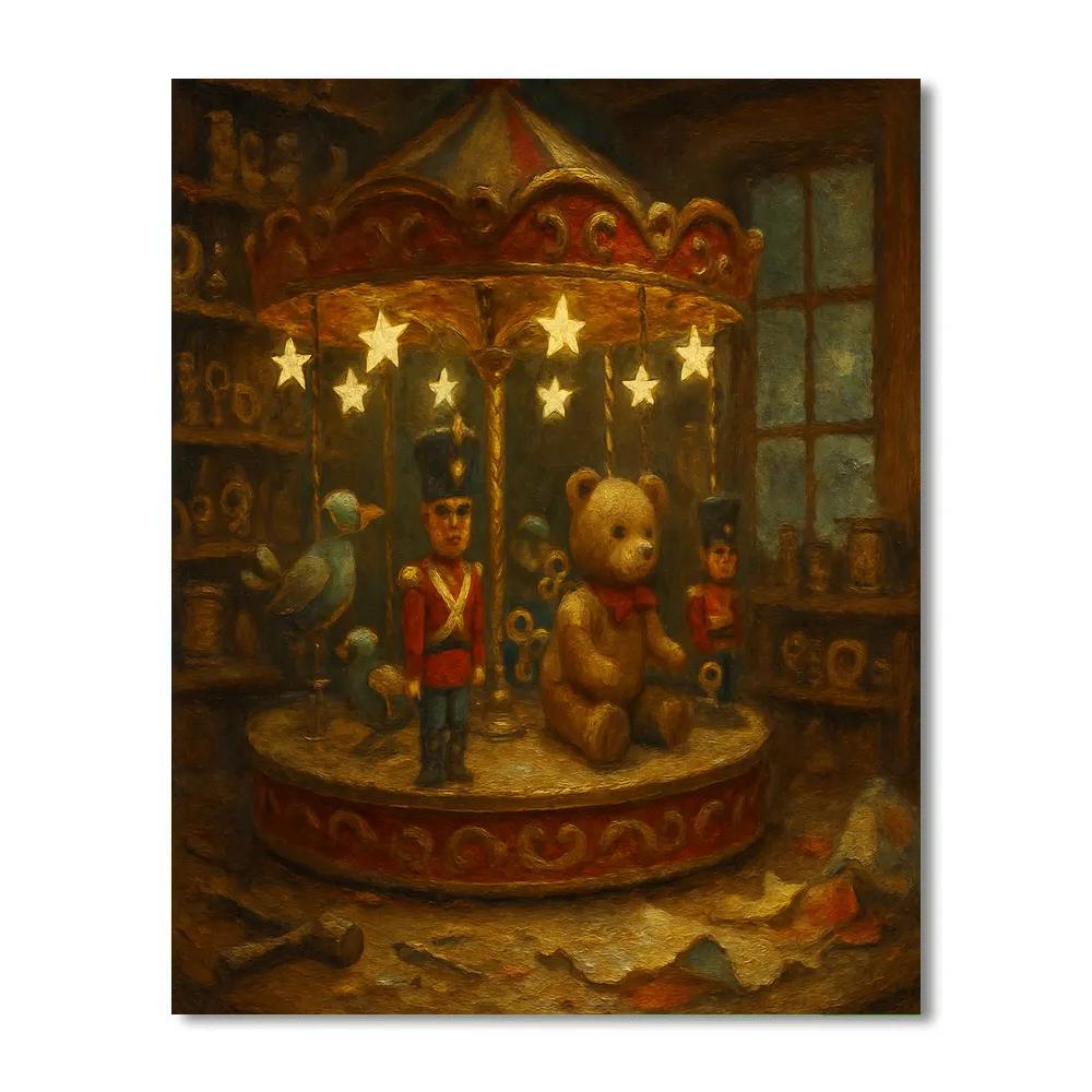 Winter Carousel Of Clockwork Toys paint by color