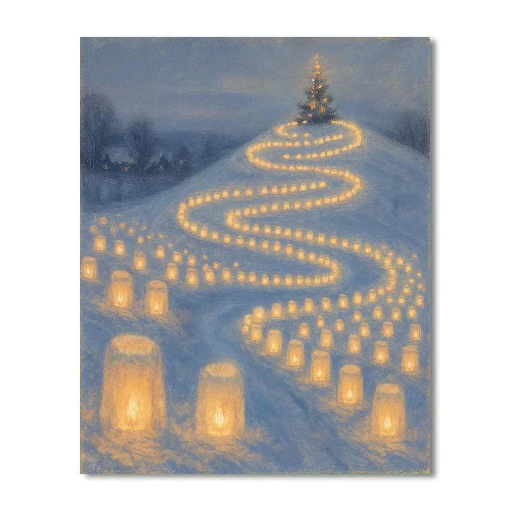 Snow Lantern Spiral Up The Hill Paint by numbers art