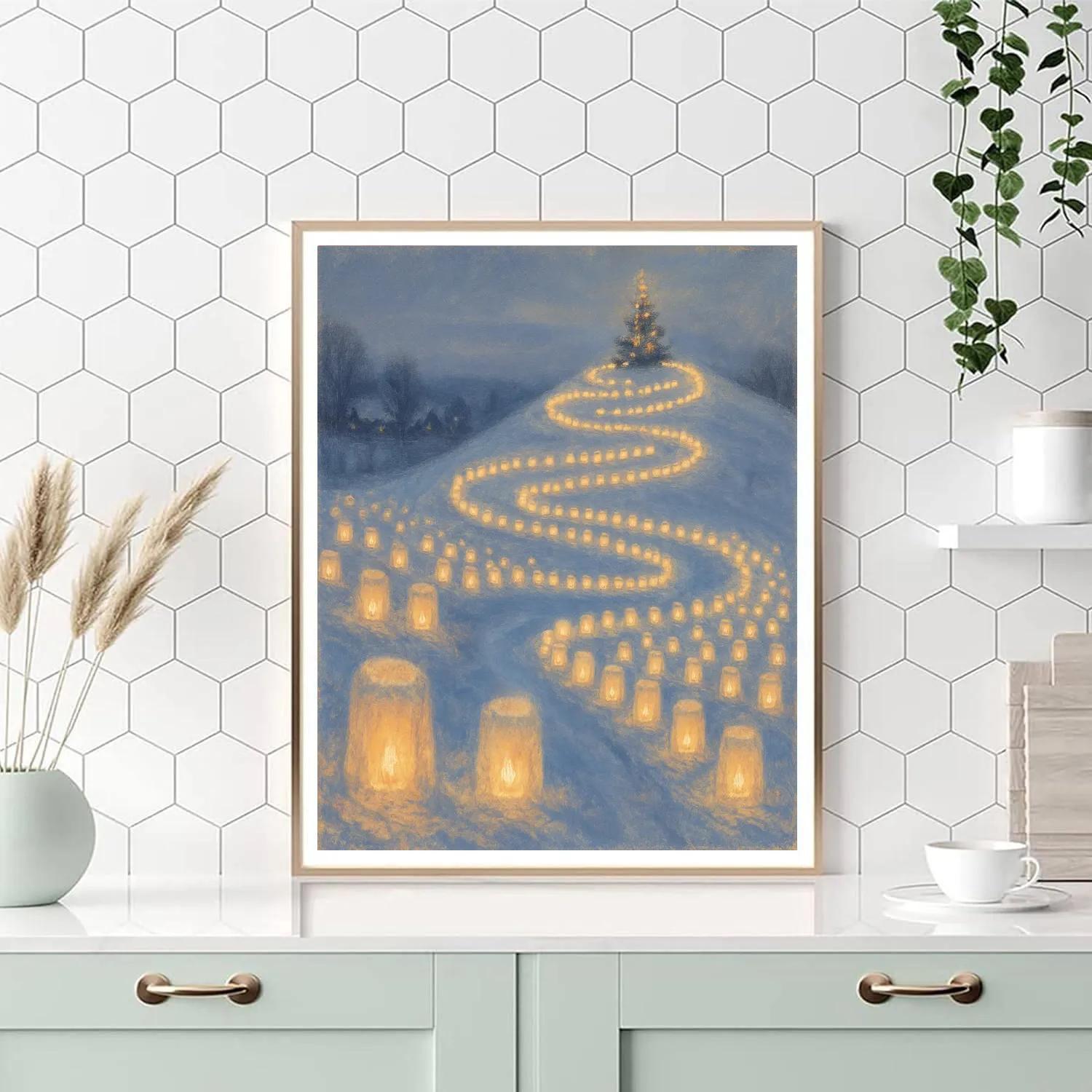 Snow Lantern Spiral Up The Hill Paint by numbers art